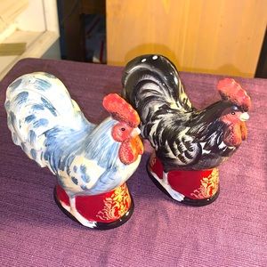 Certified International Ceramic Rooster Salt & Pepper Shakers Ceramic 5”